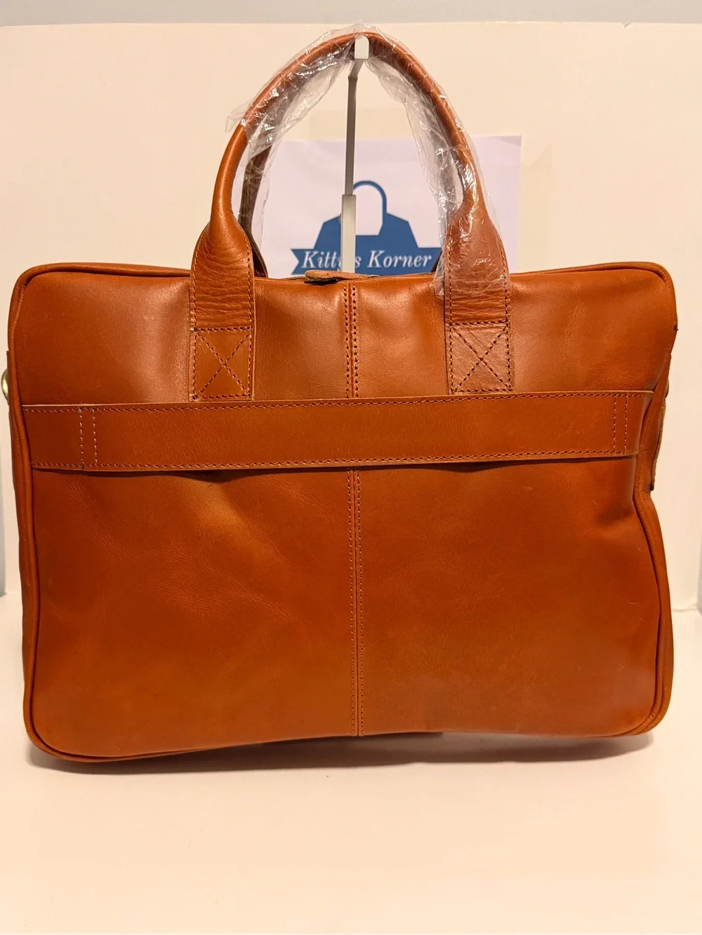 NWOT VC Vintage Couture Leather Briefcase Bag-Light Brown